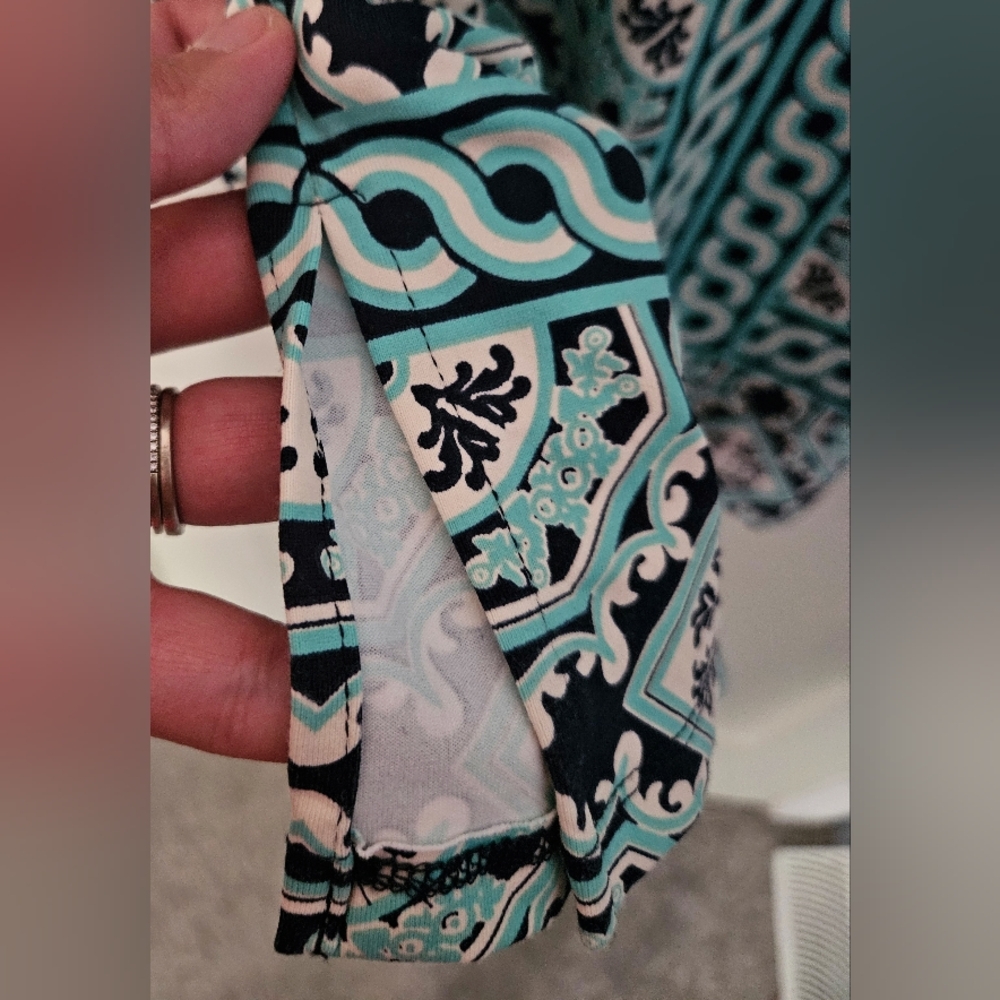 Charter Club - Aqua and Black Patterned 3/4 Sleeve Blouse - Picture 5 of 5